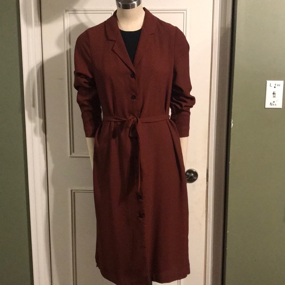 Frank & Oak Long Sleeve Dress - Rust Size S with roomy fit